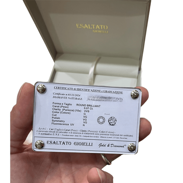 DIAMANTE NATURALE Taglio brillante 0,07 Ct. G VVS