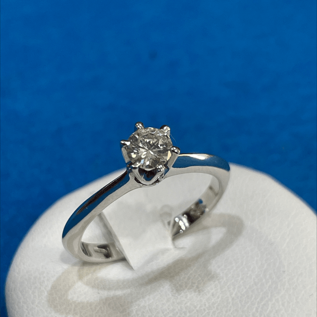 ANELLO oro bianco SOLITARIO DIAMANTE 0,31 Ct.  K COLOR