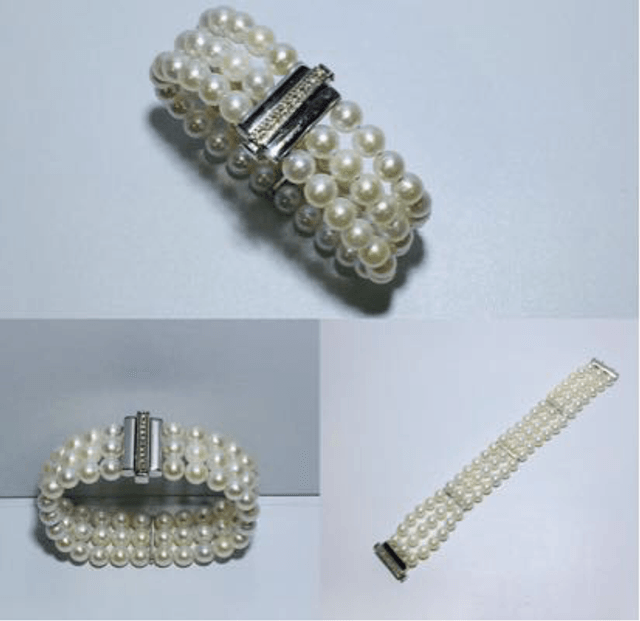 Bracciale 3 Fili Di Perle e Diamanti BRPC037