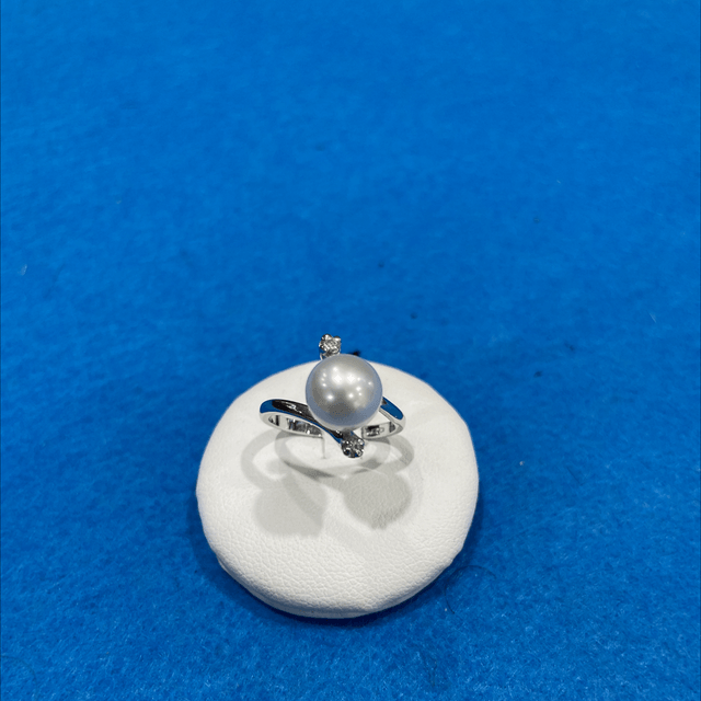 Anello oro bianco Perla  e Diamanti AE212B 