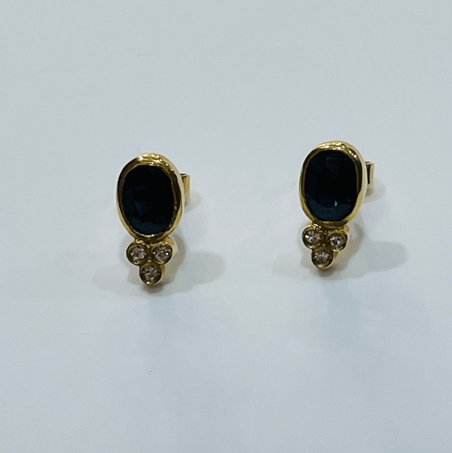ORECCHINI ZAFFIRO E DIAMANTI ORO GIALLO