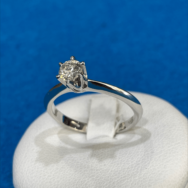 ANELLO oro bianco SOLITARIO DIAMANTE 0,31 Ct.  K COLOR