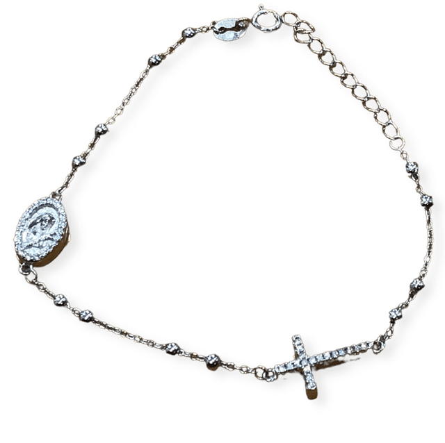 BRACCIALE ROSARIO CROCE E MADONNA B0207 