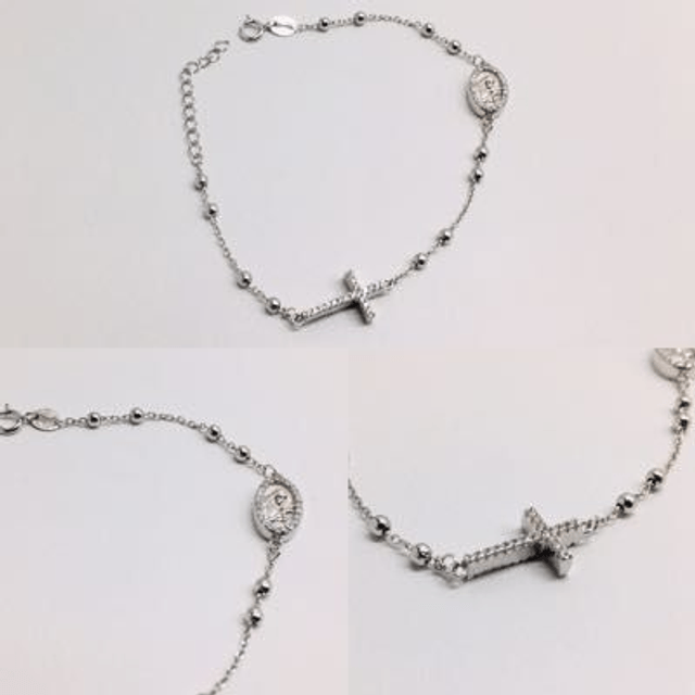 BRACCIALE ROSARIO CROCE E MADONNA B0207 