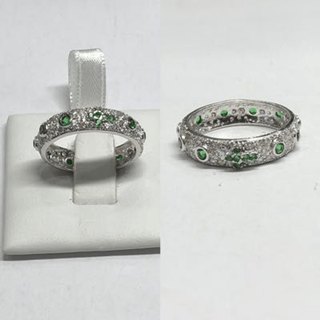 ANELLO ROSARIO  ZIRCONI/VERDE M16 Bjargento 