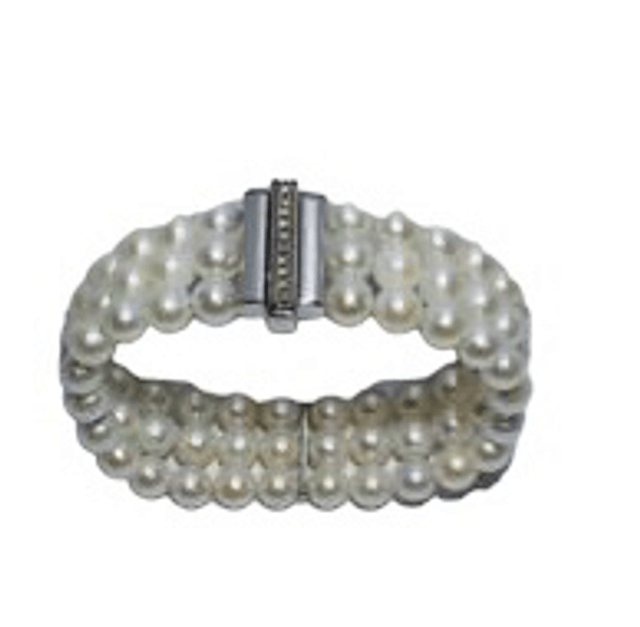 Bracciale 3 Fili Di Perle e Diamanti BRPC037