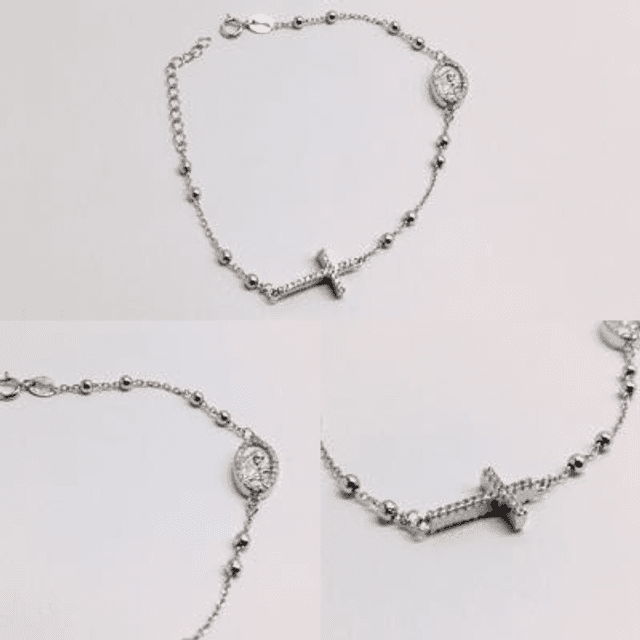 BRACCIALE ROSARIO CROCE E MADONNA B0207 