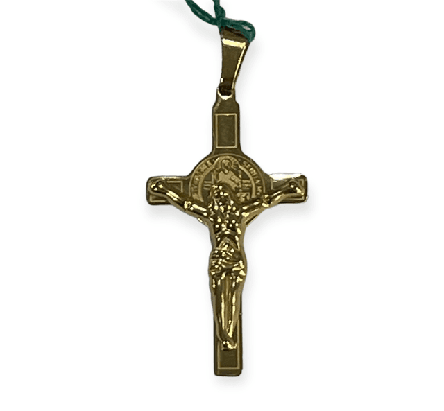 Croce Cristo in acciaio oro giallo. Art.CR13